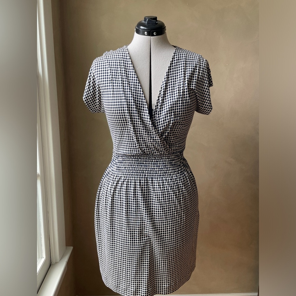 Tory Burch Size Small Blue and Cream polka dot dress